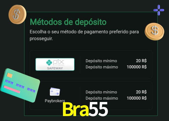 O cassino Bra55 oferece uma grande variedade de métodos de pagamento